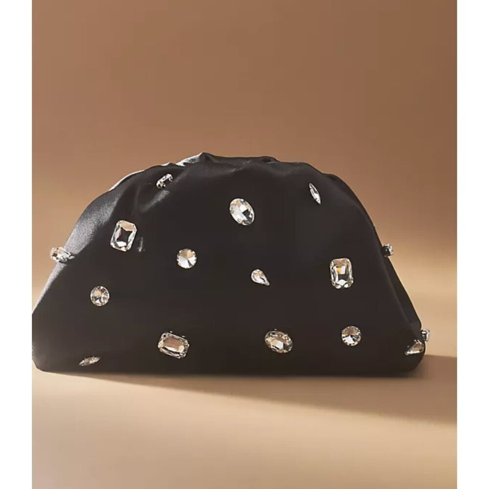 Anthropologie Frankie MINI Rhinestone Clutch Black - Picture 2 of 2